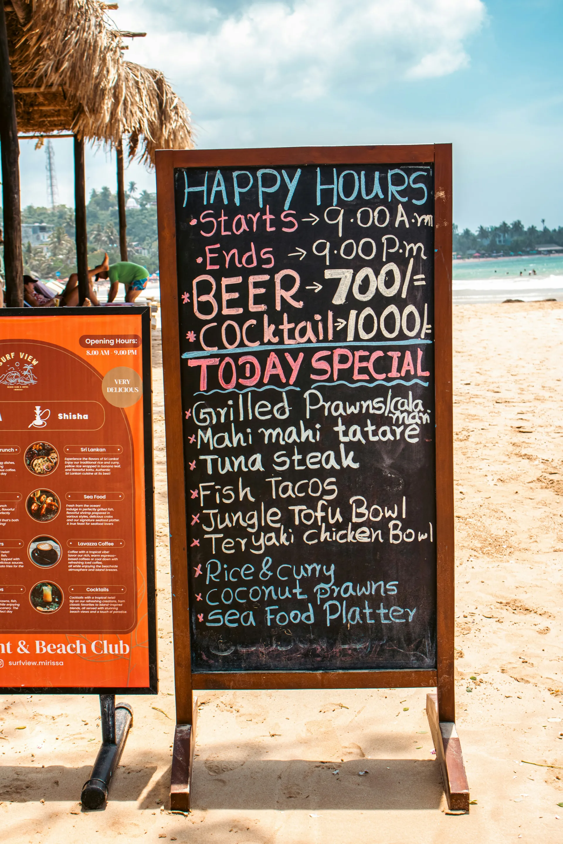 Carte restaurant bord de mer 