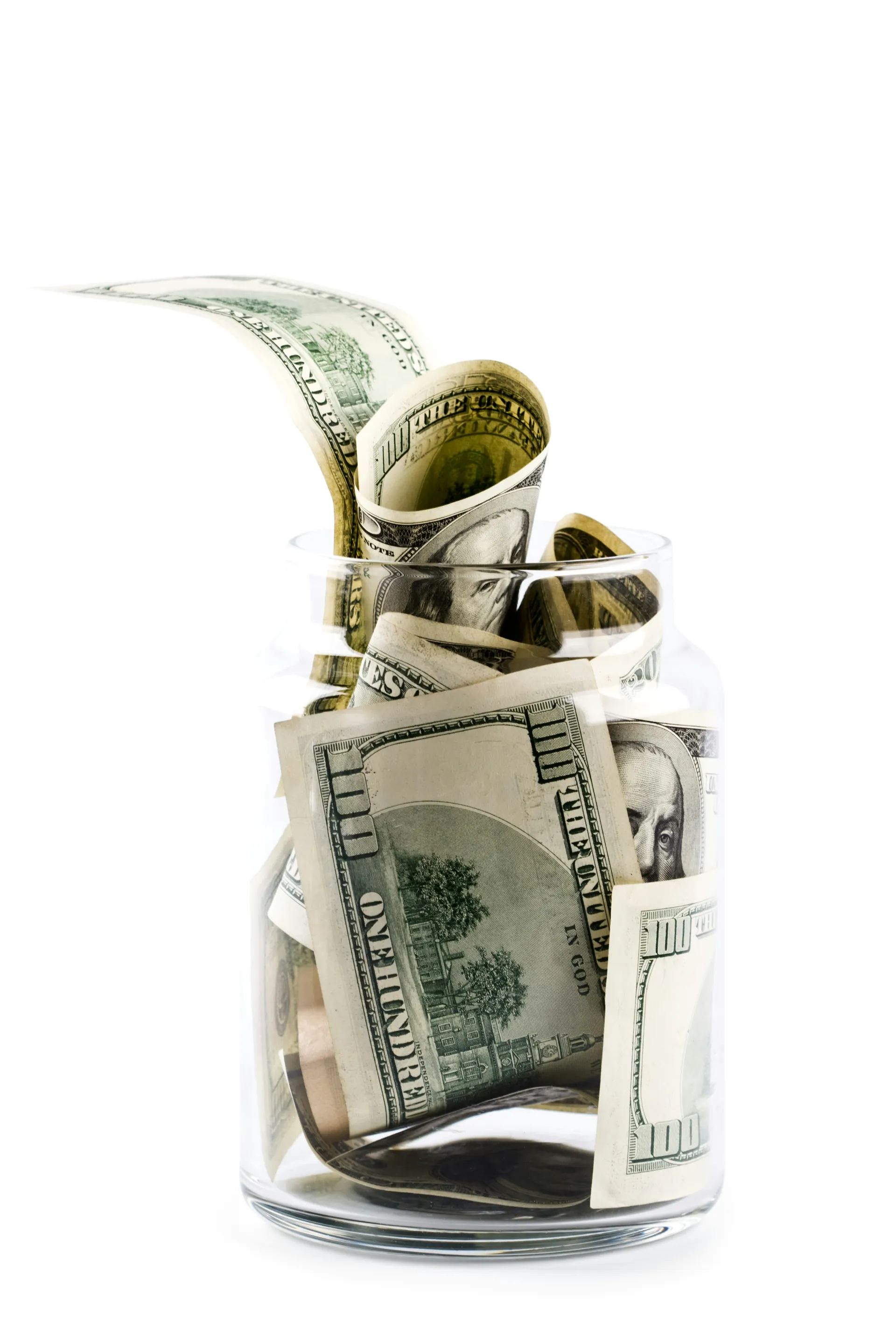 Billet de dollars dans un bocal