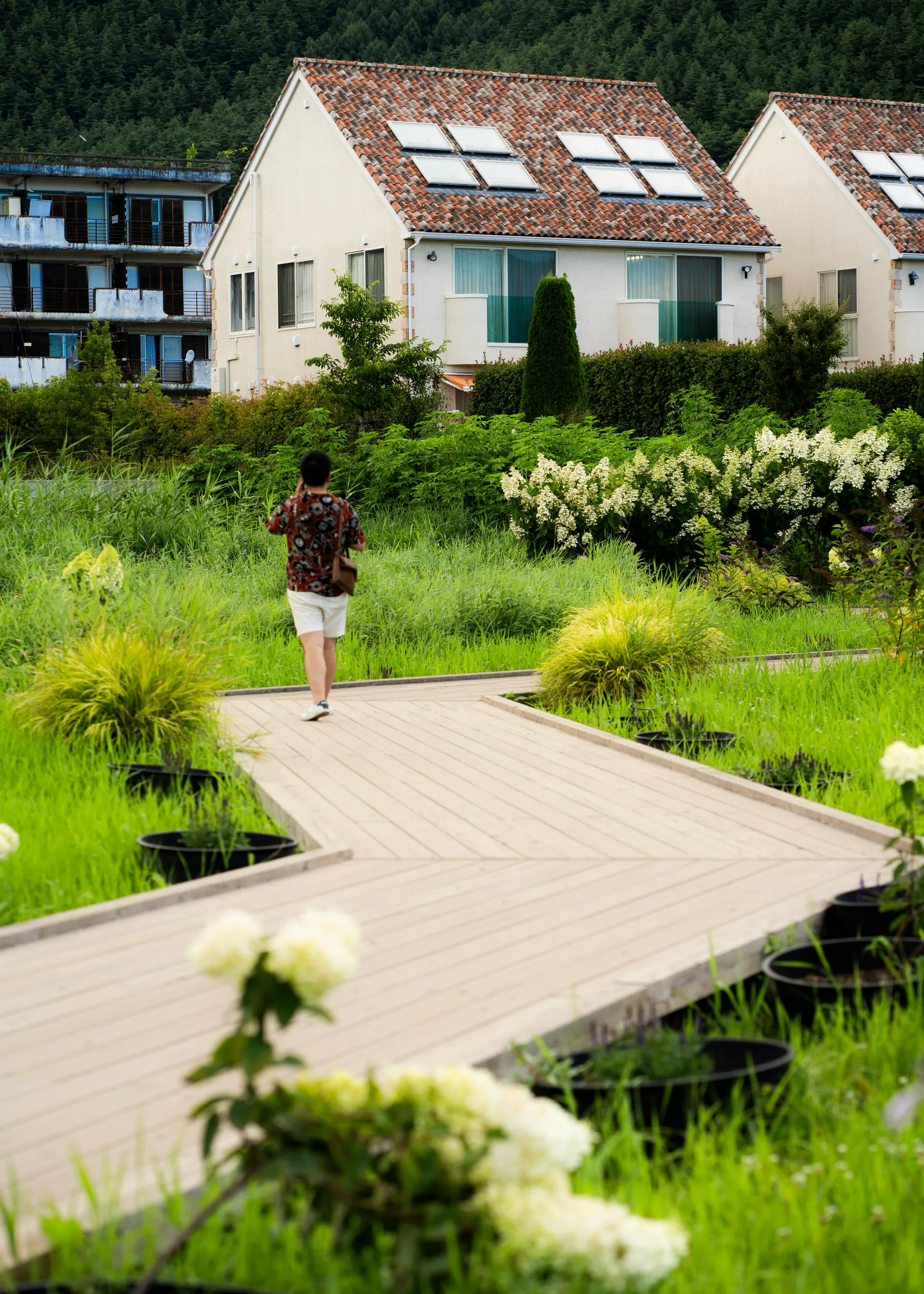 Bâtiments délabrés et maisons neuves 
